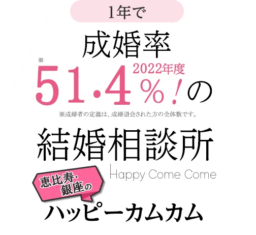 東京 恵比寿・銀座の結婚相談所ハッピーカムカム| ご成婚率51.4