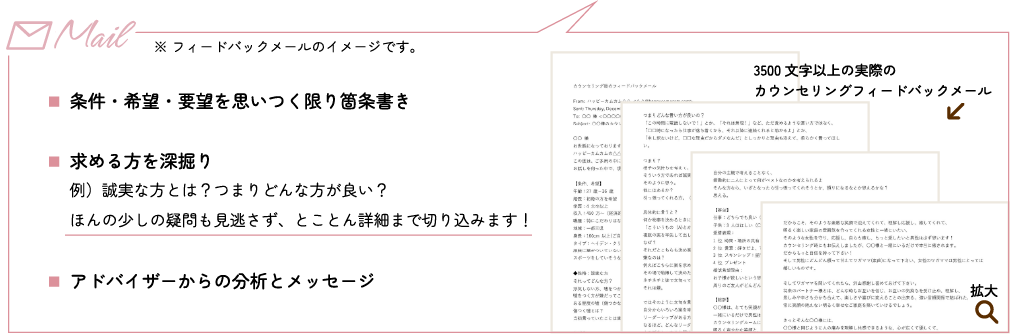 条件・希望・要望を思いつく限り箇条書き。求める方を深掘り。アドバイザーからの分析とメッセージ